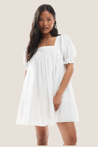 Miss Selfridge Petite voile smock dress in white